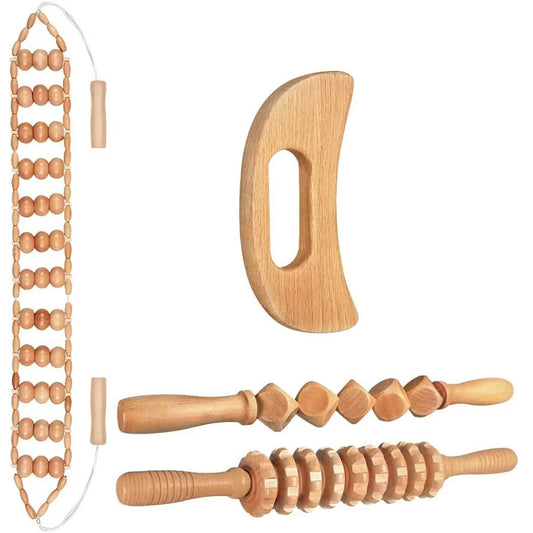 Wood Therapy Massage Tools Wooden Lymphatic Drainage Massager Maderoterapia Kit for Anticellulite, Body Contouring, Muscle Relax