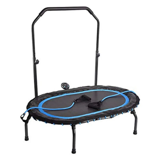 Folding Trampoline with Smart Workout App Black - Portable Fitness Rebounder for Home Gym Cardio Strength Training Jumping Exer