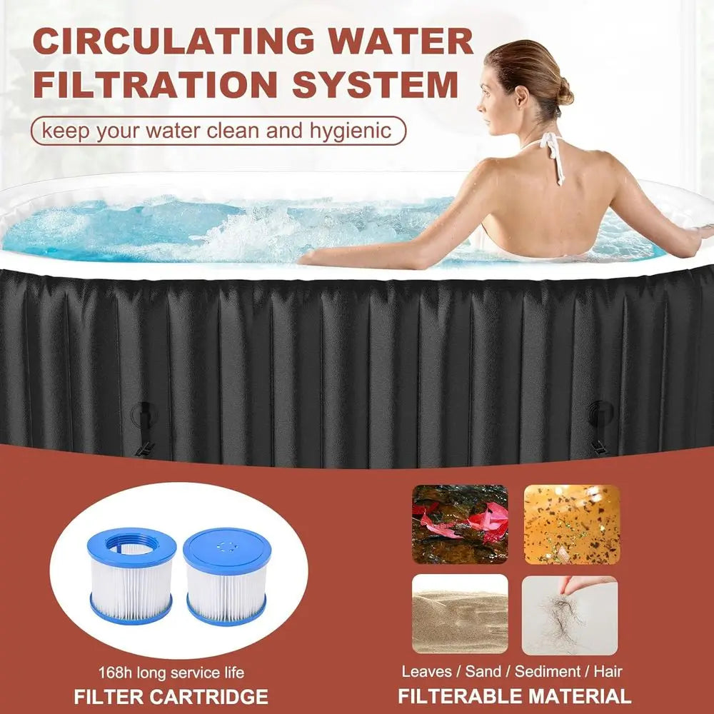 Inflatable Hot Tub, 75 X 47 X 25 Oval Portable Hot Tub with 100 Bubble Jets, Outdoor Spa Bathtub Set Included Heater Pump, Filte