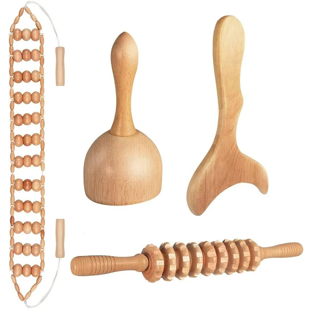 Wood Therapy Massage Tools Wooden Lymphatic Drainage Massager Maderoterapia Kit for Anticellulite, Body Contouring, Muscle Relax