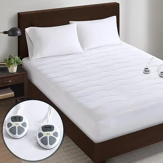 Queen Size Serta Electric Mattress Pad with 10 Heat Settings, Auto Shut-Off Timer, and Deep Elastic Pockets