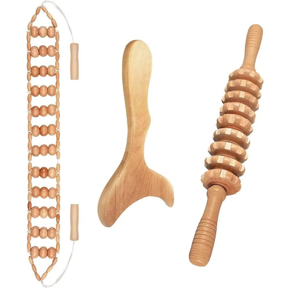 Wood Therapy Massage Tools Wooden Lymphatic Drainage Massager Maderoterapia Kit for Anticellulite, Body Contouring, Muscle Relax