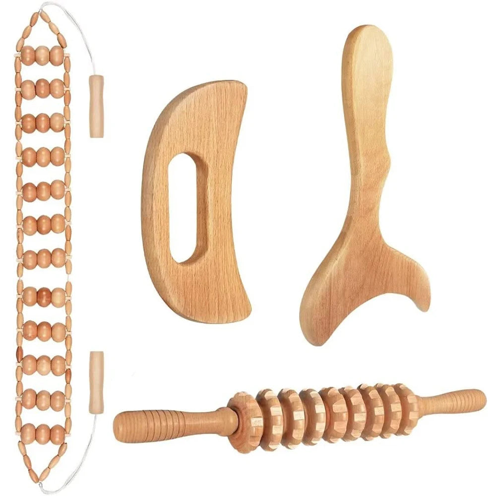 Wood Therapy Massage Tools Wooden Lymphatic Drainage Massager Maderoterapia Kit for Anticellulite, Body Contouring, Muscle Relax