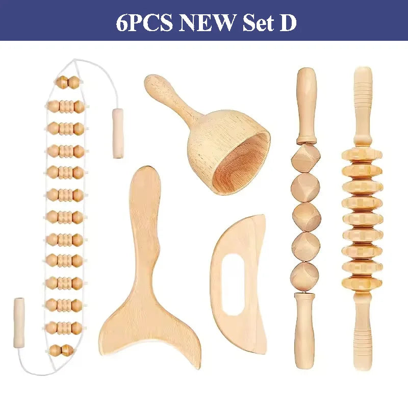Wooden Massage Roller Lymphatic Drainage Massage Scraper Full Body Pain Relief Tool Anti Cellulitis Limb Massage
