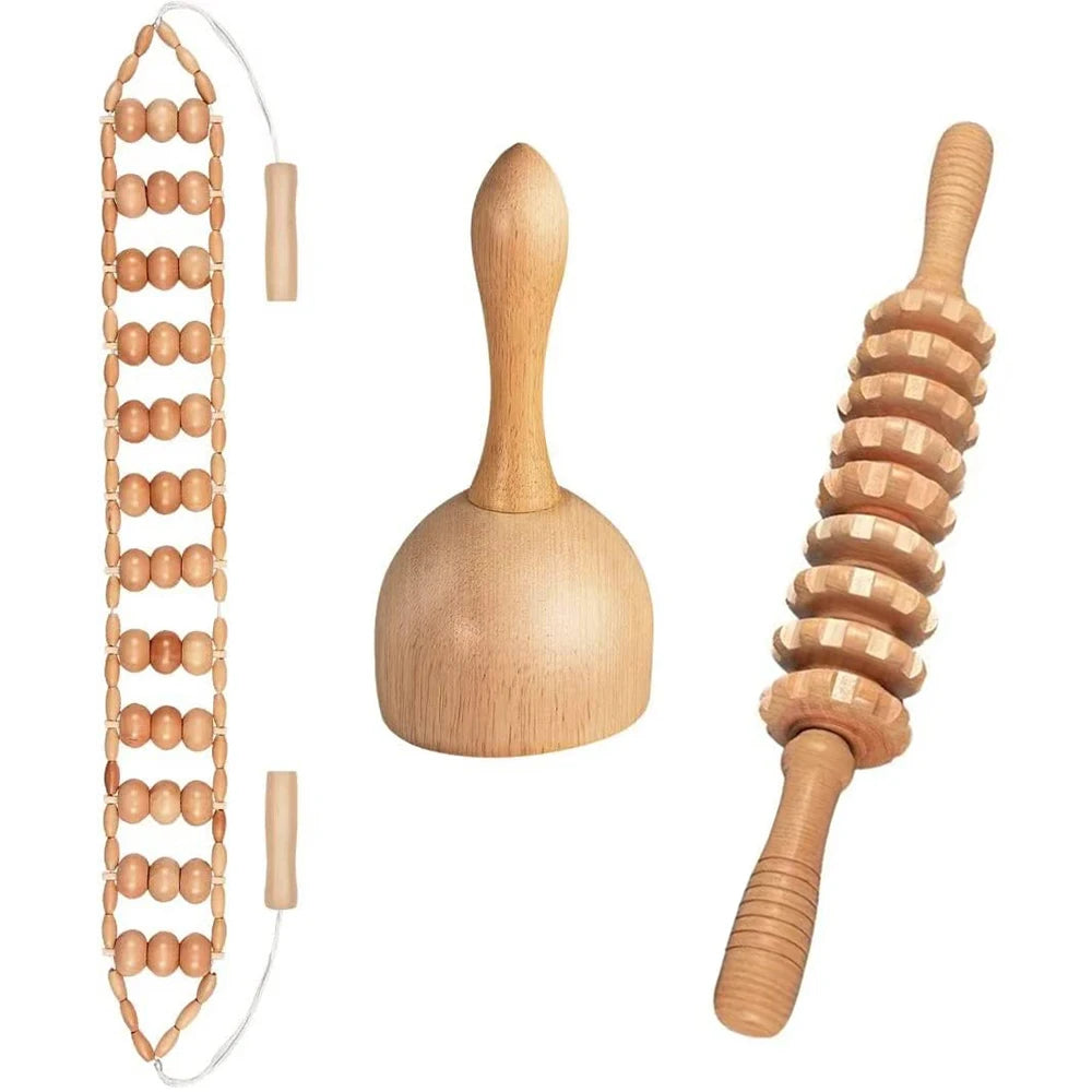 Wood Therapy Massage Tools Wooden Lymphatic Drainage Massager Maderoterapia Kit for Anticellulite, Body Contouring, Muscle Relax