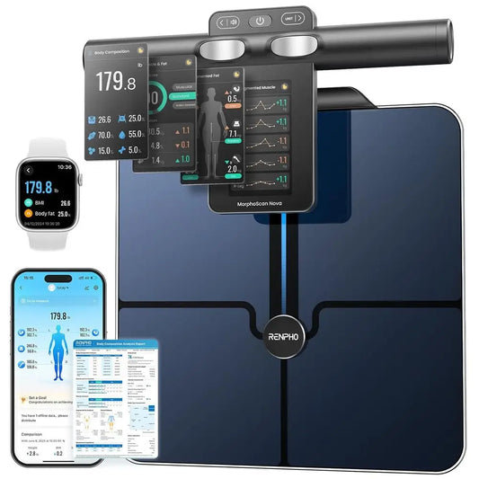 Scale or Body Weight, 8-Electrode Body Composition Scale with BMI, Body Fat, Muscle Mass, Rechargeable Body Fat Scale with Full-