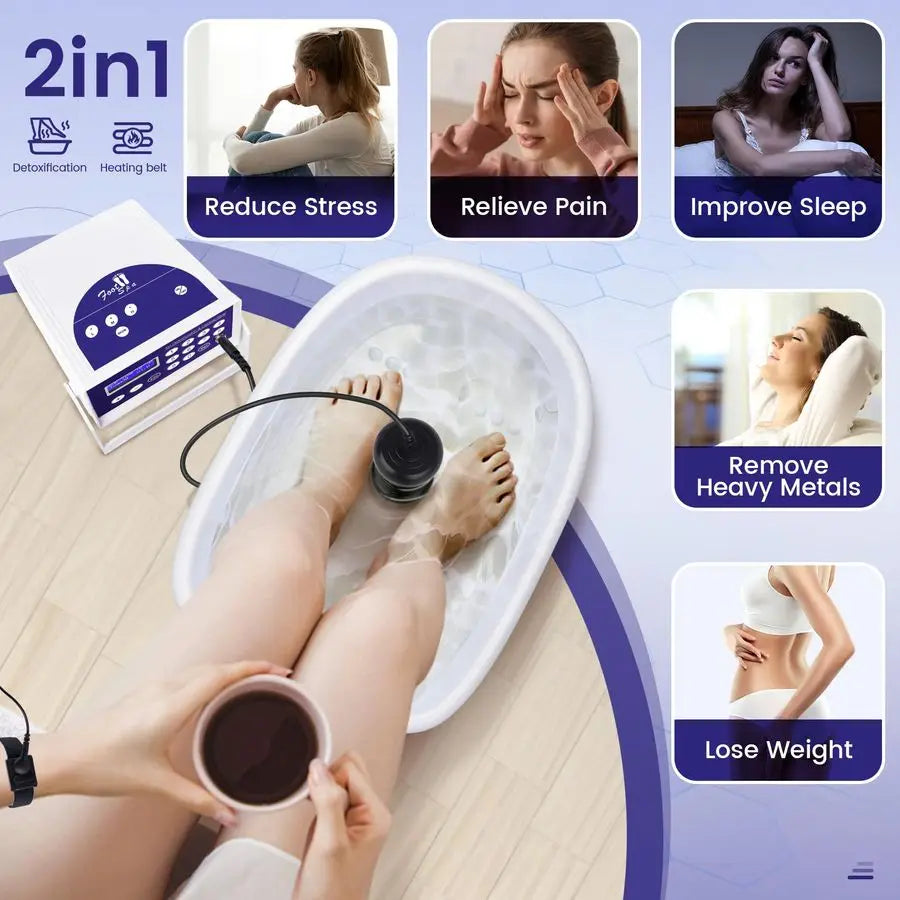 Detox Foot Bath Machine W Massage Slipper, Professional Ion Cleanse Ionic Detox Foot Bath Spa Machine with LED Display, Far Infr