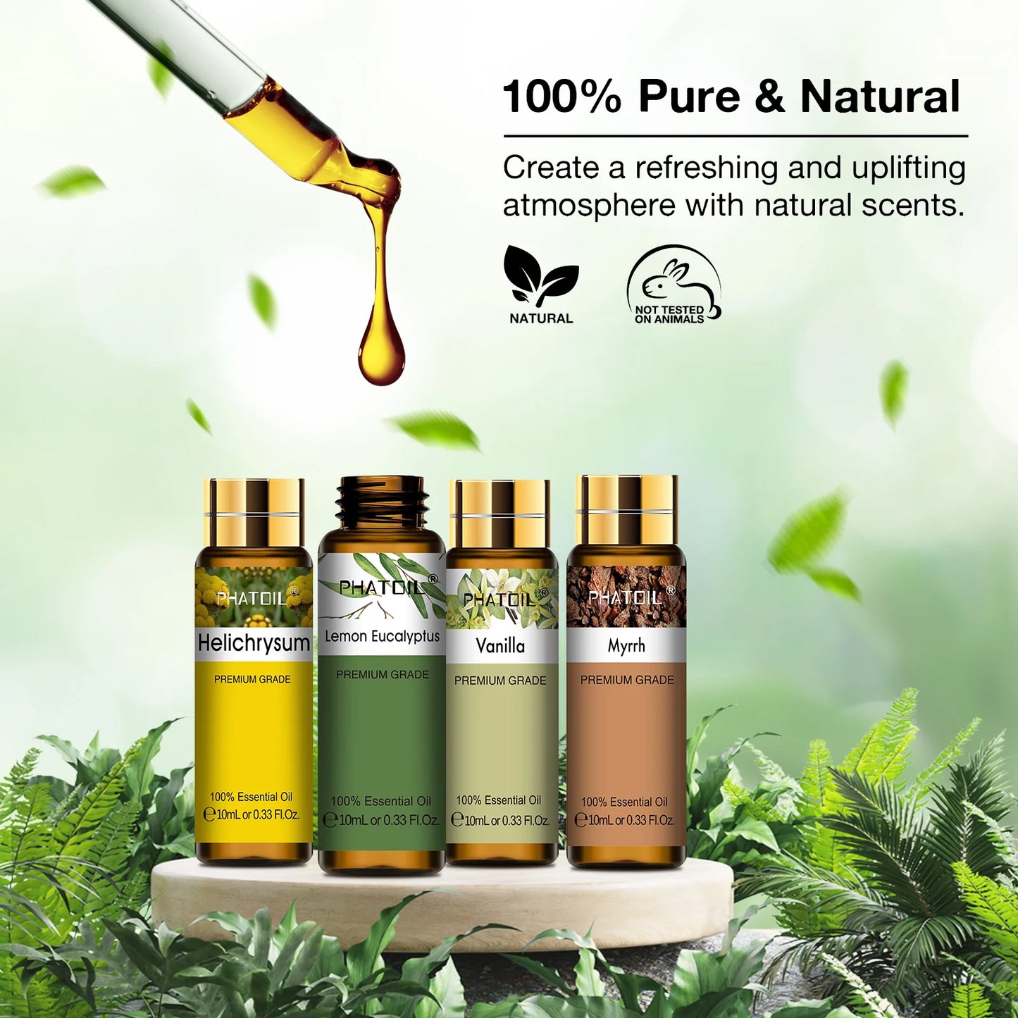 Phatoil 9pcs Gift Set 10ml Pure Natural Essential Oils Kit  Vanilla Sandalwood Neroli Helichrysum Lemon Eucalyptus Spearmint