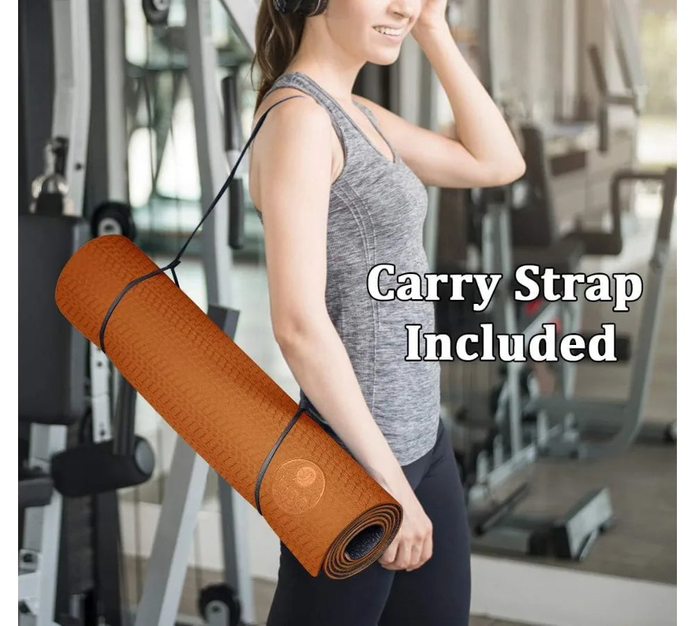 Extra Thick Non-Slip Yoga Mat 6mm Anti-Tear Eco-Friendly TPE Pilates Exercise Mat for Home Workout & Hot Yoga