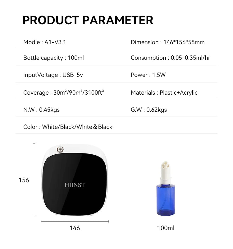 HIINST Scent Air Machine For Home Smart Essential Oil Diffuser With Cold Air Tech, Waterless Scent Air Diffuser With USB