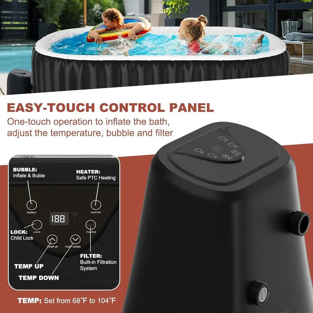Inflatable Hot Tub, 75 X 47 X 25 Oval Portable Hot Tub with 100 Bubble Jets, Outdoor Spa Bathtub Set Included Heater Pump, Filte