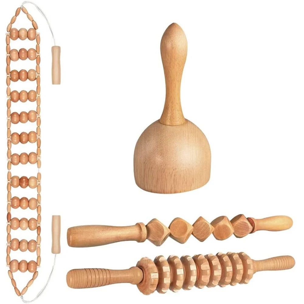 Wood Therapy Massage Tools Wooden Lymphatic Drainage Massager Maderoterapia Kit for Anticellulite, Body Contouring, Muscle Relax