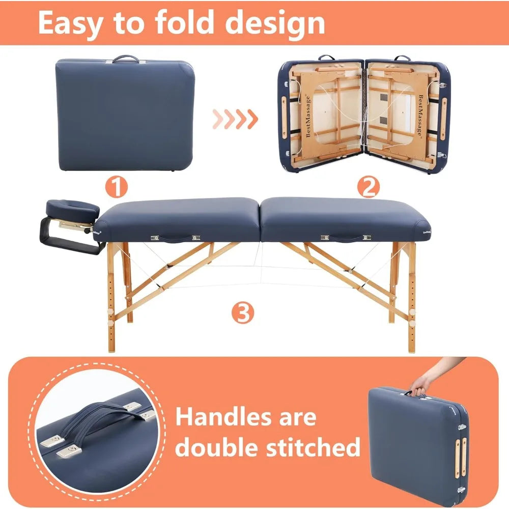 Massage Bed Portable Massage Table  Lash Bed Folding Height Adjustable PU Leather Spa Table with Oxford Bag ,Customized