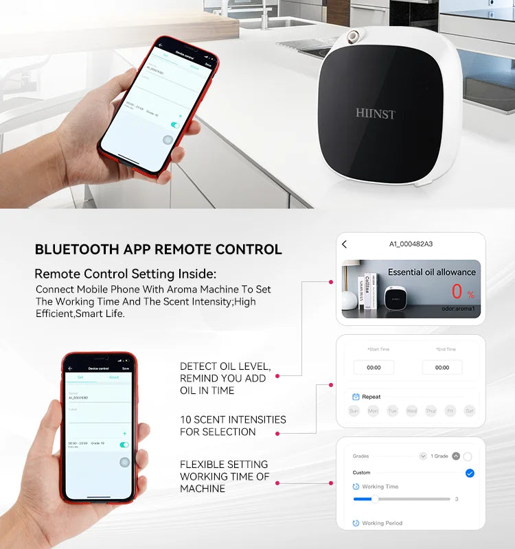 HIINST Scent Air Machine For Home Smart Essential Oil Diffuser With Cold Air Tech, Waterless Scent Air Diffuser With USB