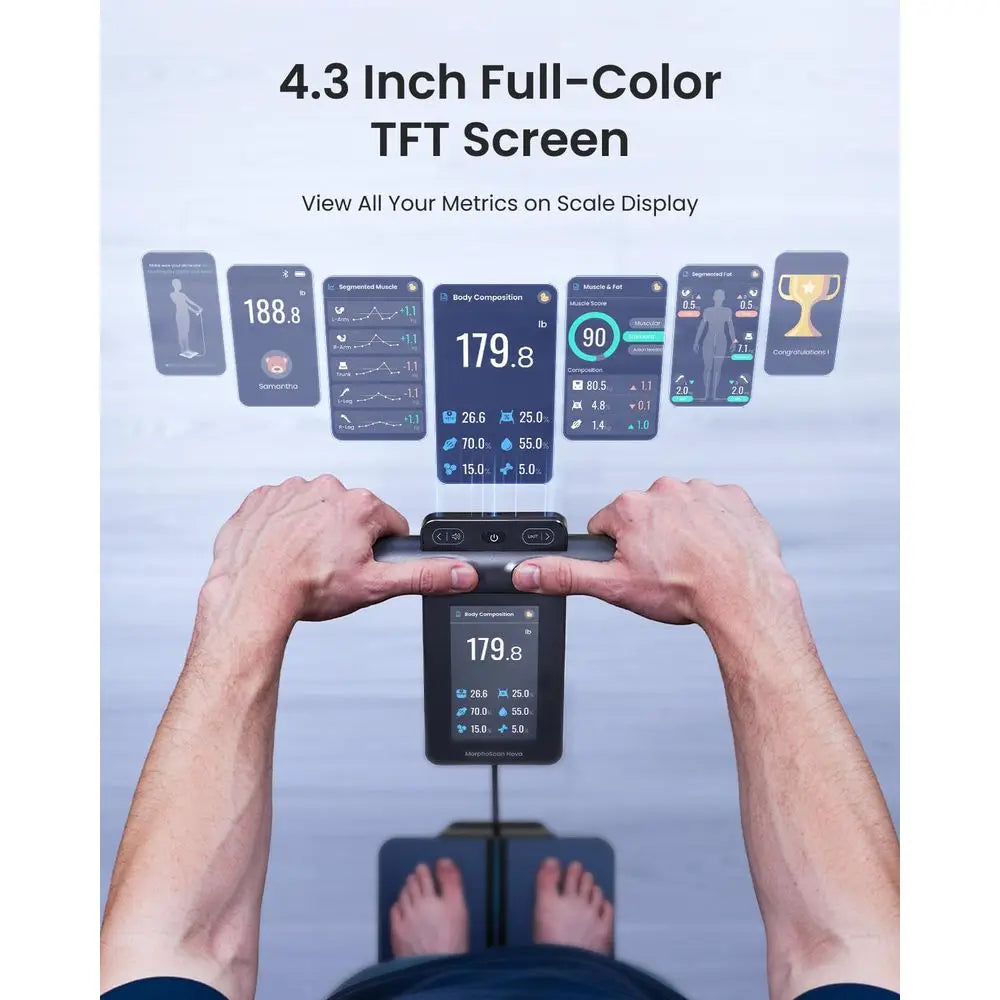 Scale or Body Weight, 8-Electrode Body Composition Scale with BMI, Body Fat, Muscle Mass, Rechargeable Body Fat Scale with Full-