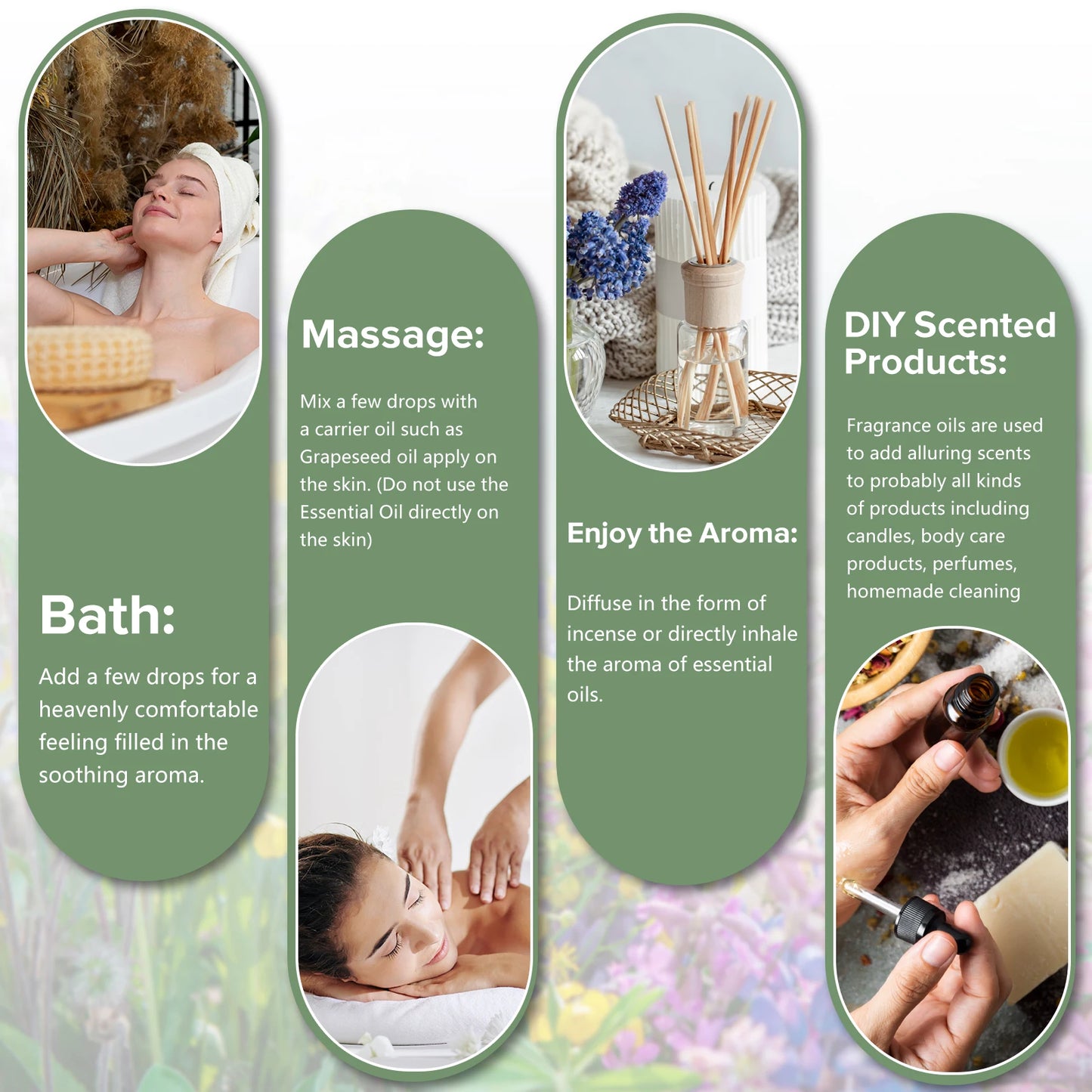 Phatoil 9pcs Gift Set 10ml Pure Natural Essential Oils Kit  Vanilla Sandalwood Neroli Helichrysum Lemon Eucalyptus Spearmint