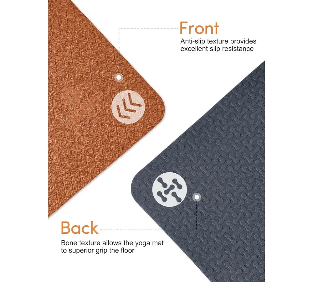 Extra Thick Non-Slip Yoga Mat 6mm Anti-Tear Eco-Friendly TPE Pilates Exercise Mat for Home Workout & Hot Yoga