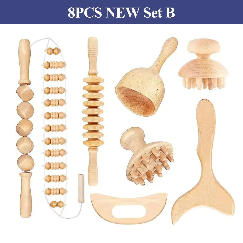 Wooden Massage Roller Lymphatic Drainage Massage Scraper Full Body Pain Relief Tool Anti Cellulitis Limb Massage