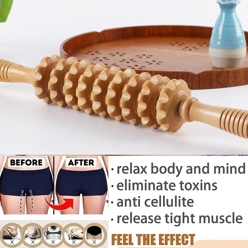 Wooden Massage Roller Lymphatic Drainage Massage Scraper Full Body Pain Relief Tool Anti Cellulitis Limb Massage