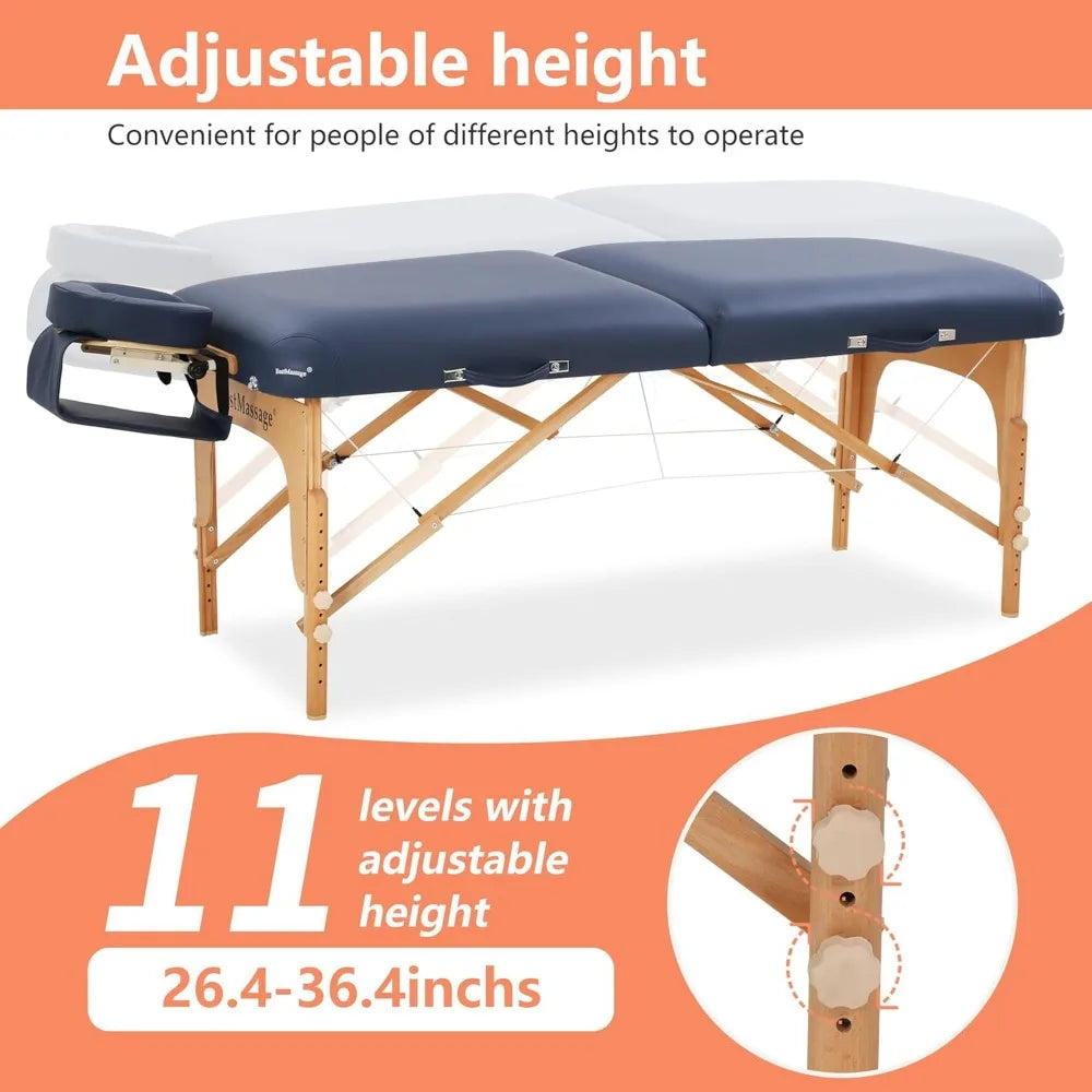 Massage Bed Portable Massage Table  Lash Bed Folding Height Adjustable PU Leather Spa Table with Oxford Bag ,Customized