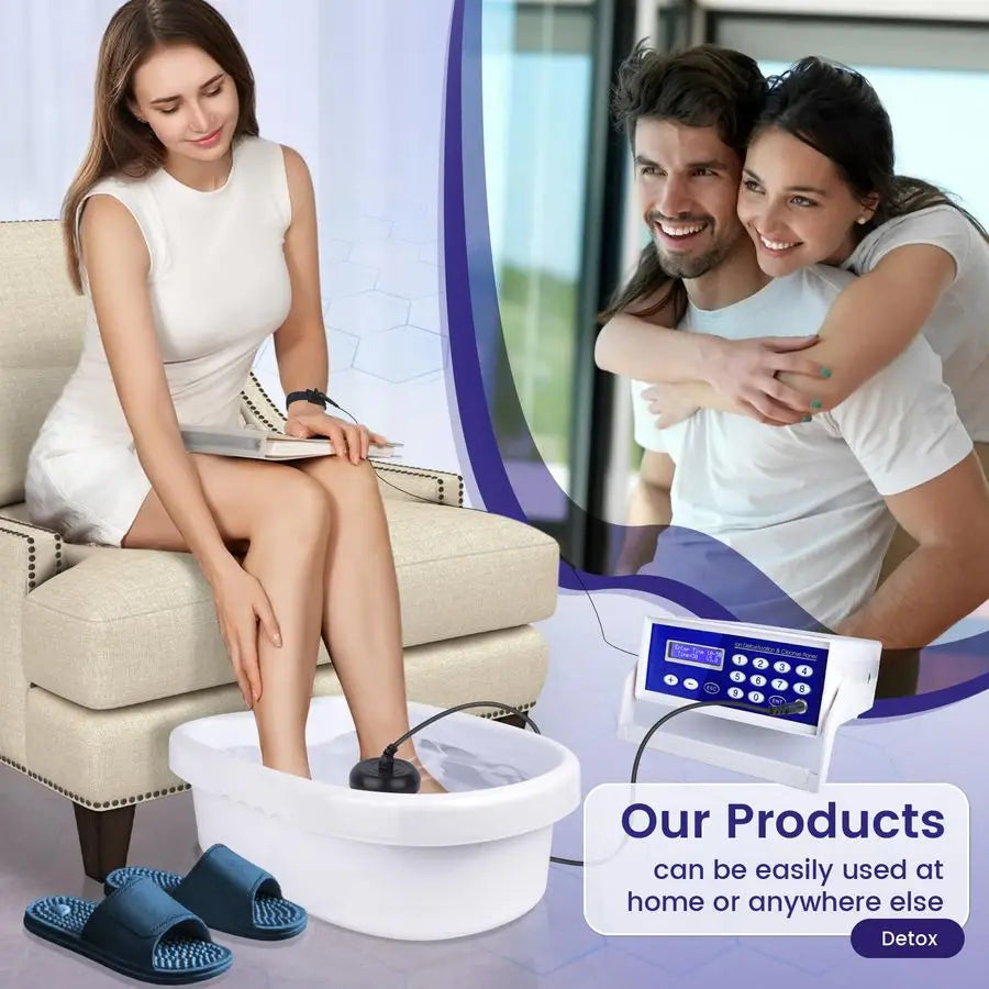 Detox Foot Bath Machine W Massage Slipper, Professional Ion Cleanse Ionic Detox Foot Bath Spa Machine with LED Display, Far Infr