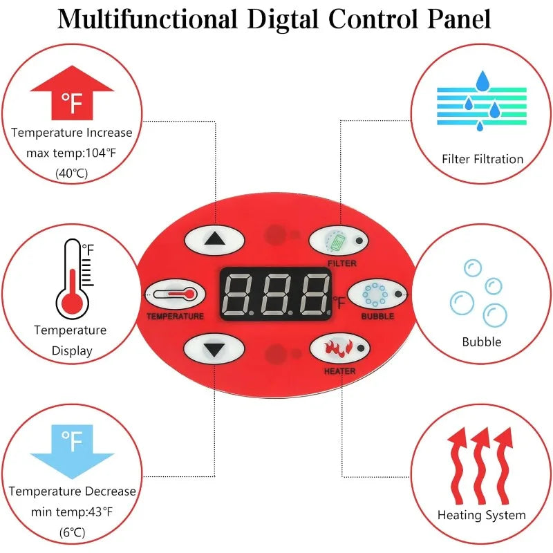Hot Tub Inflatable Portable Oval Spa 2 Person Hot Tub with 90 Bubble Jets, Cover, Filter Cartridges, Pump, Black