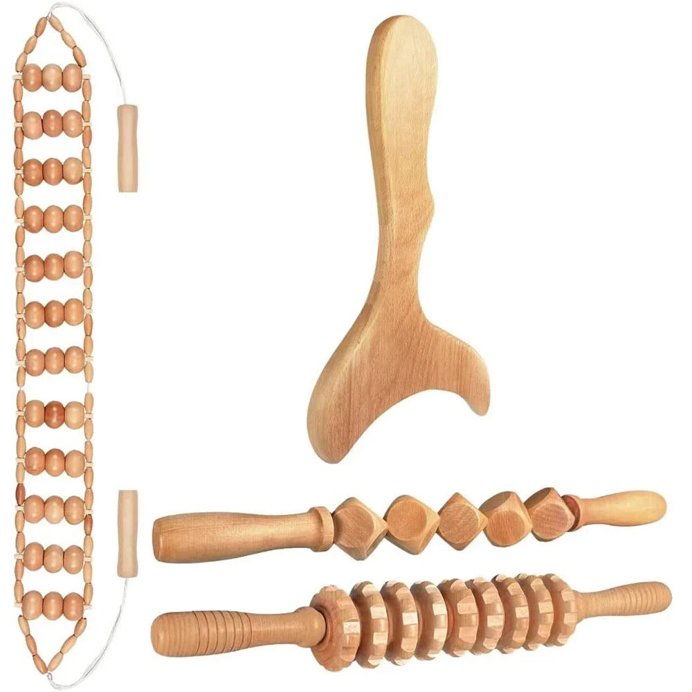 Wood Therapy Massage Tools Wooden Lymphatic Drainage Massager Maderoterapia Kit for Anticellulite, Body Contouring, Muscle Relax