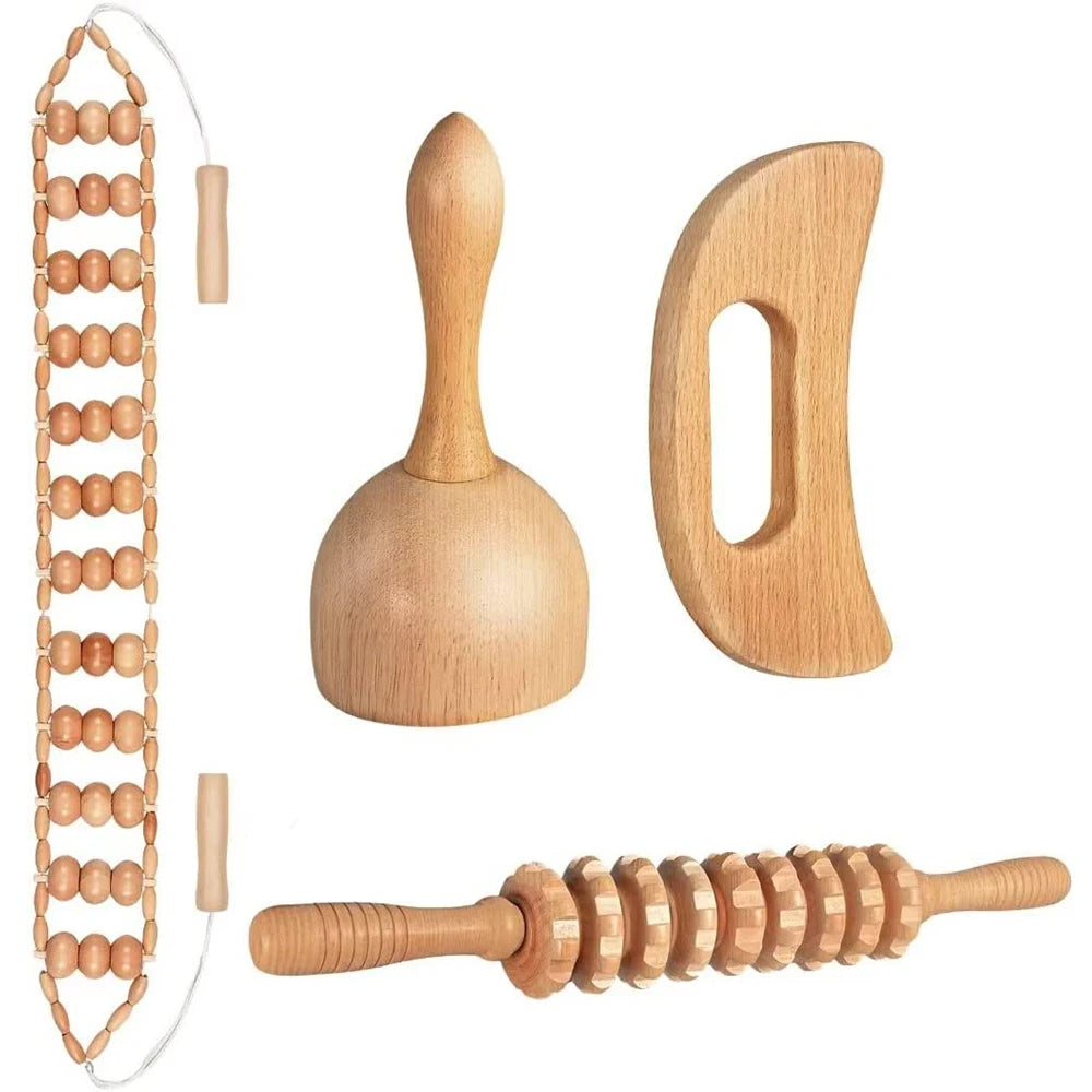 Wood Therapy Massage Tools Wooden Lymphatic Drainage Massager Maderoterapia Kit for Anticellulite, Body Contouring, Muscle Relax