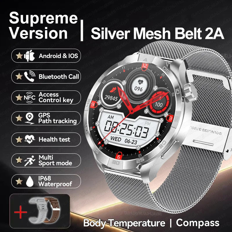 2025 New GT5 Pro GPS Sports Compass SmartWatch Men 1.85" AMOLED HD Screen NFC IP68 Waterproof Bluetooth Call Smartbracelet Woman