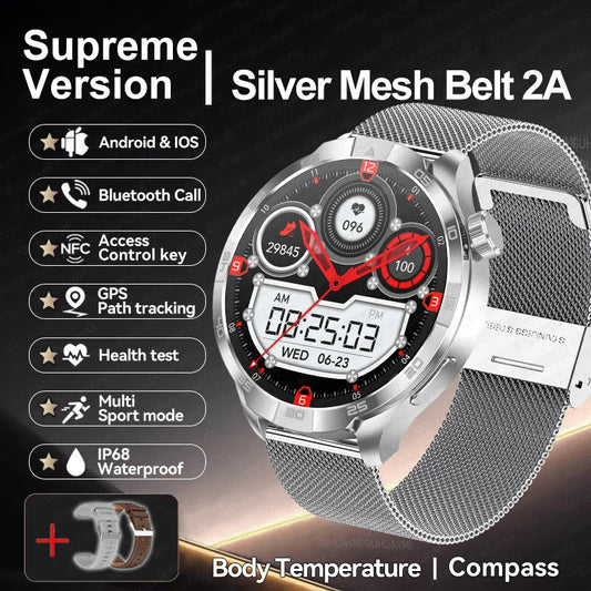 2025 New GT5 Pro GPS Sports Compass SmartWatch Men 1.85" AMOLED HD Screen NFC IP68 Waterproof Bluetooth Call Smartbracelet Woman