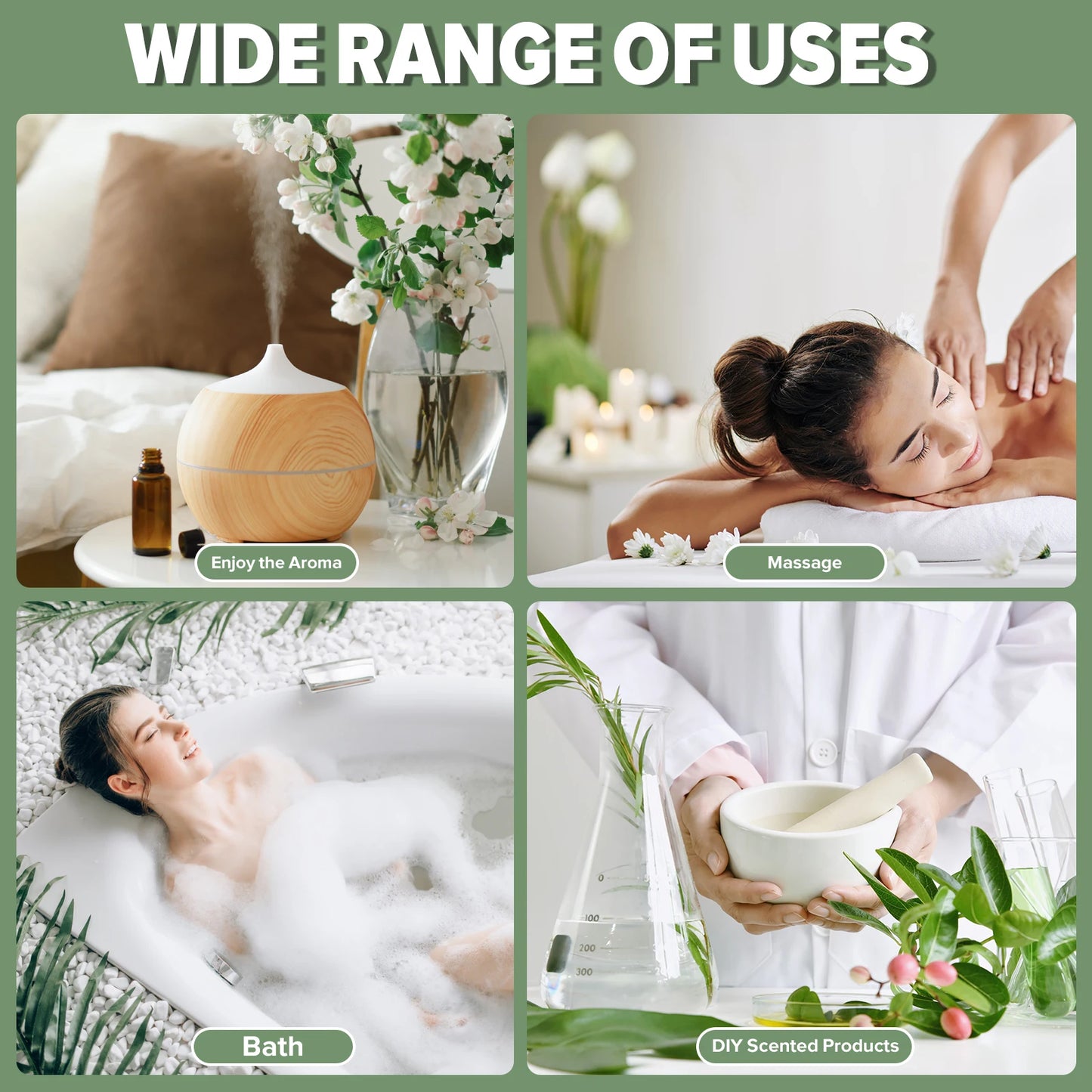 Phatoil 9pcs Gift Set 10ml Pure Natural Essential Oils Kit  Vanilla Sandalwood Neroli Helichrysum Lemon Eucalyptus Spearmint