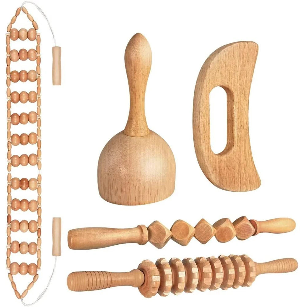 Wood Therapy Massage Tools Wooden Lymphatic Drainage Massager Maderoterapia Kit for Anticellulite, Body Contouring, Muscle Relax
